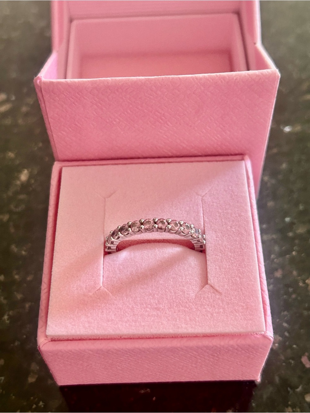 Matrix ring
Round cut, Pink, Rhodium plated